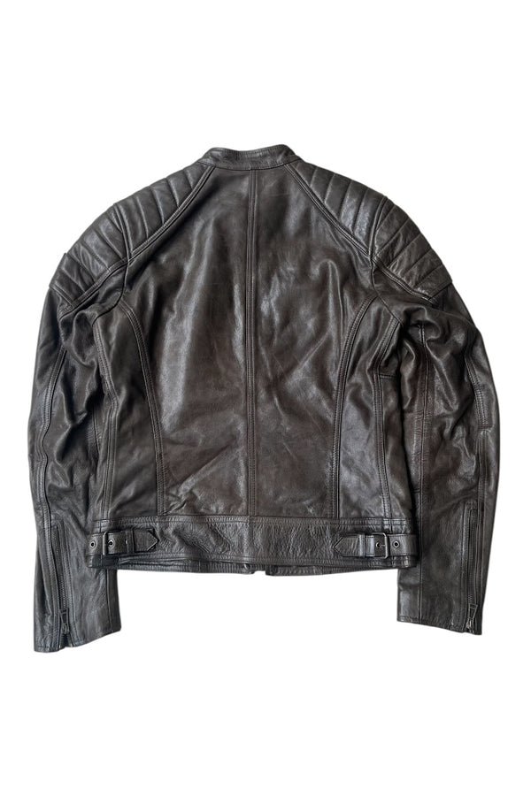 MADE IN ITALY WEYBRIDGE LEATHER JACKET / BROWN [SIZE: 44 USED]