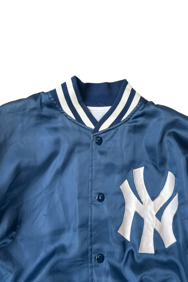 MADE IN USA 80'S NY YANKEES NYLON BASEBALL STADIUM JACKET / NAVY [SIZE: M USED]