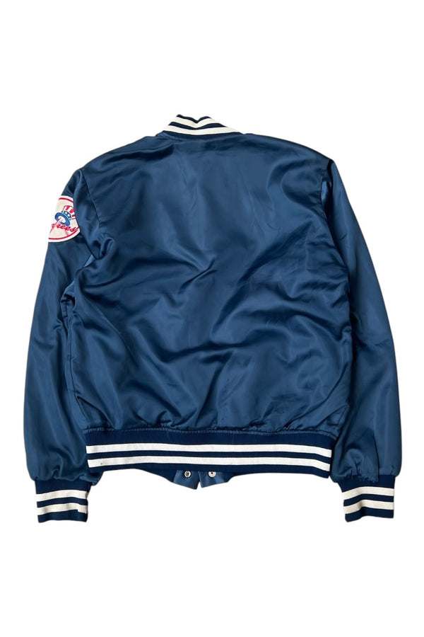 MADE IN USA 80'S NY YANKEES NYLON BASEBALL STADIUM JACKET / NAVY [SIZE: M USED]