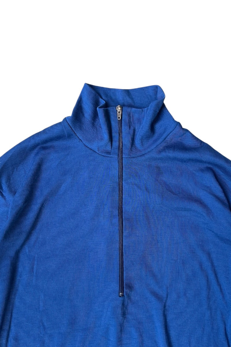MADE IN USA 90'S CAPILENE  L/S HALF-ZIP T-SHIRT / BLUE [SIZE: M USED]