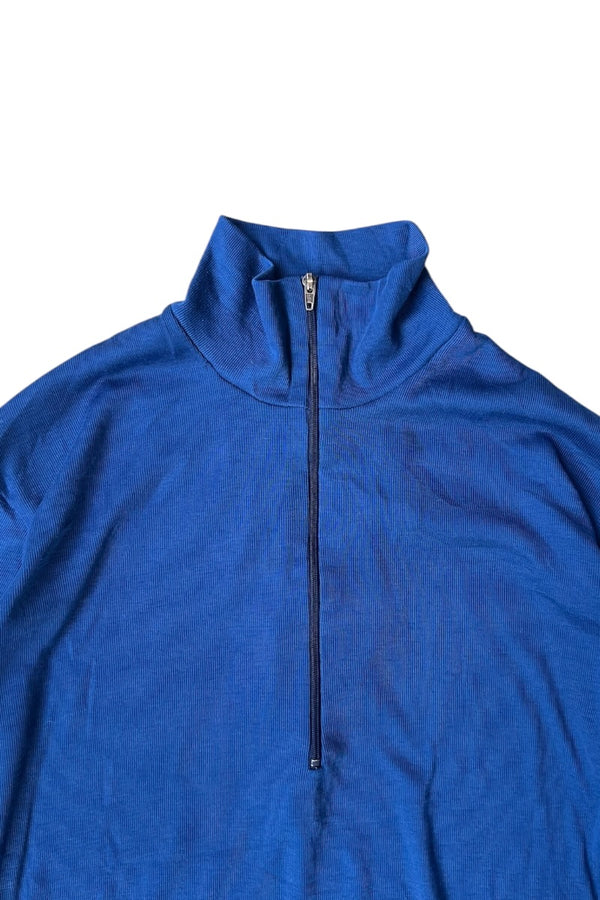 MADE IN USA 90'S CAPILENE  L/S HALF-ZIP T-SHIRT / BLUE [SIZE: M USED]