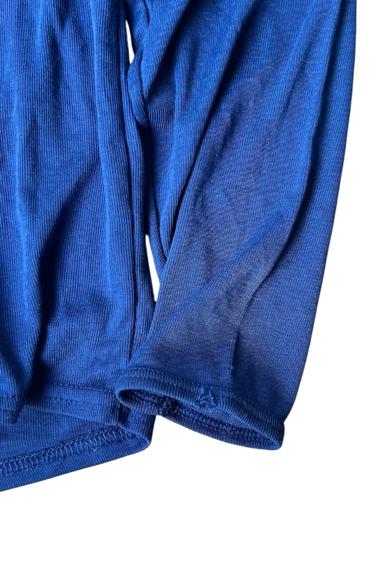 MADE IN USA 90'S CAPILENE  L/S HALF-ZIP T-SHIRT / BLUE [SIZE: M USED]