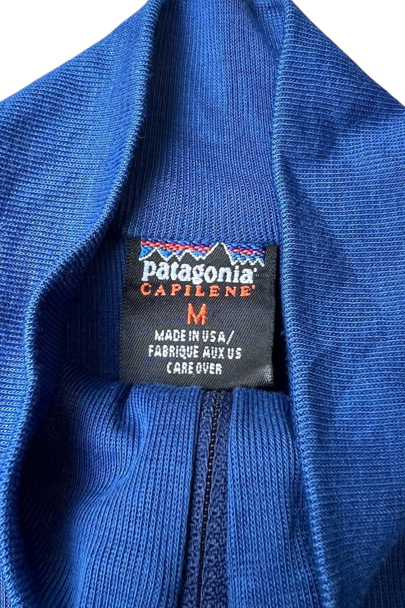 MADE IN USA 90'S CAPILENE  L/S HALF-ZIP T-SHIRT / BLUE [SIZE: M USED]