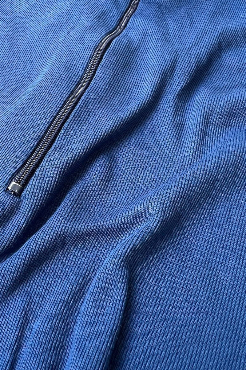 MADE IN USA 90'S CAPILENE  L/S HALF-ZIP T-SHIRT / BLUE [SIZE: M USED]