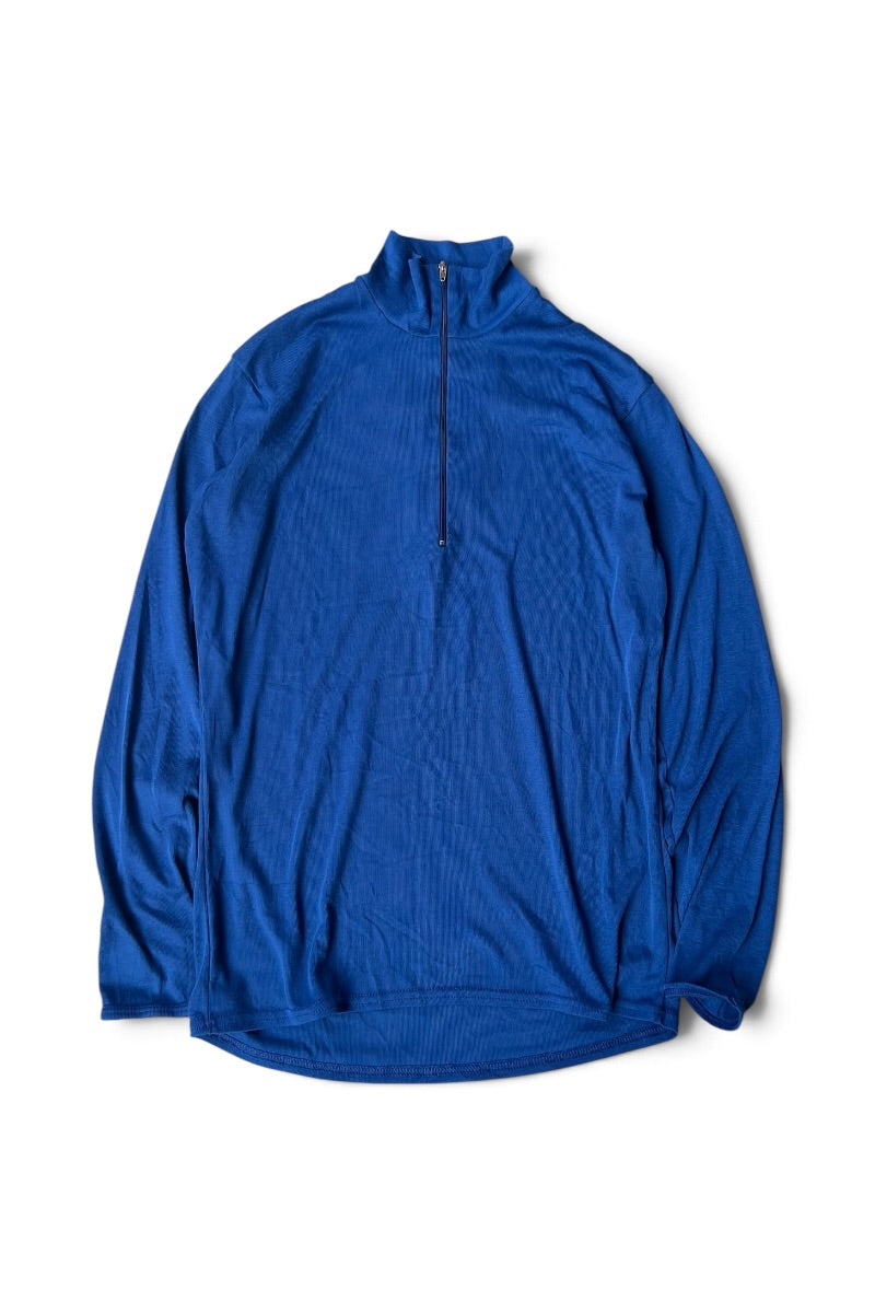 MADE IN USA 90'S CAPILENE  L/S HALF-ZIP T-SHIRT / BLUE [SIZE: M USED]