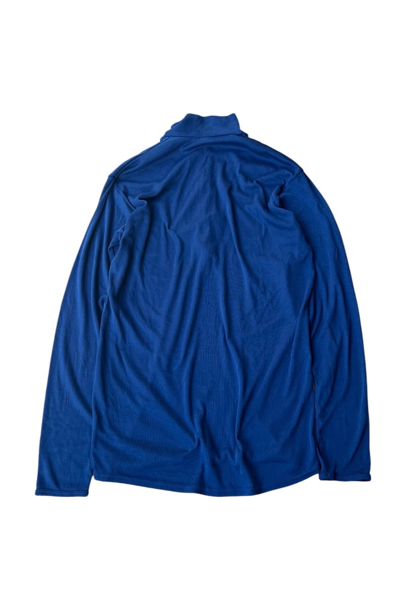 MADE IN USA 90'S CAPILENE  L/S HALF-ZIP T-SHIRT / BLUE [SIZE: M USED]