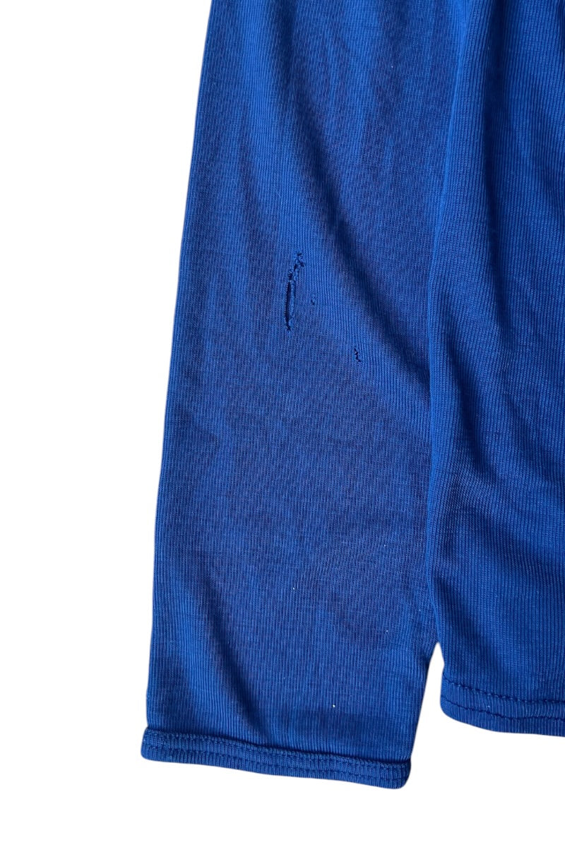 MADE IN USA 90'S CAPILENE  L/S HALF-ZIP T-SHIRT / BLUE [SIZE: M USED]