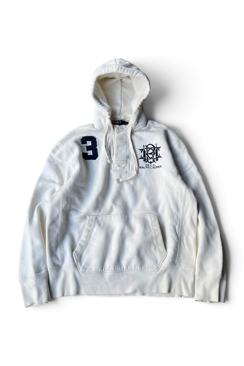 90'S P.R.L.C. L/S HOODIE SWEATSHIRT / WHITE [SIZE: L USED]