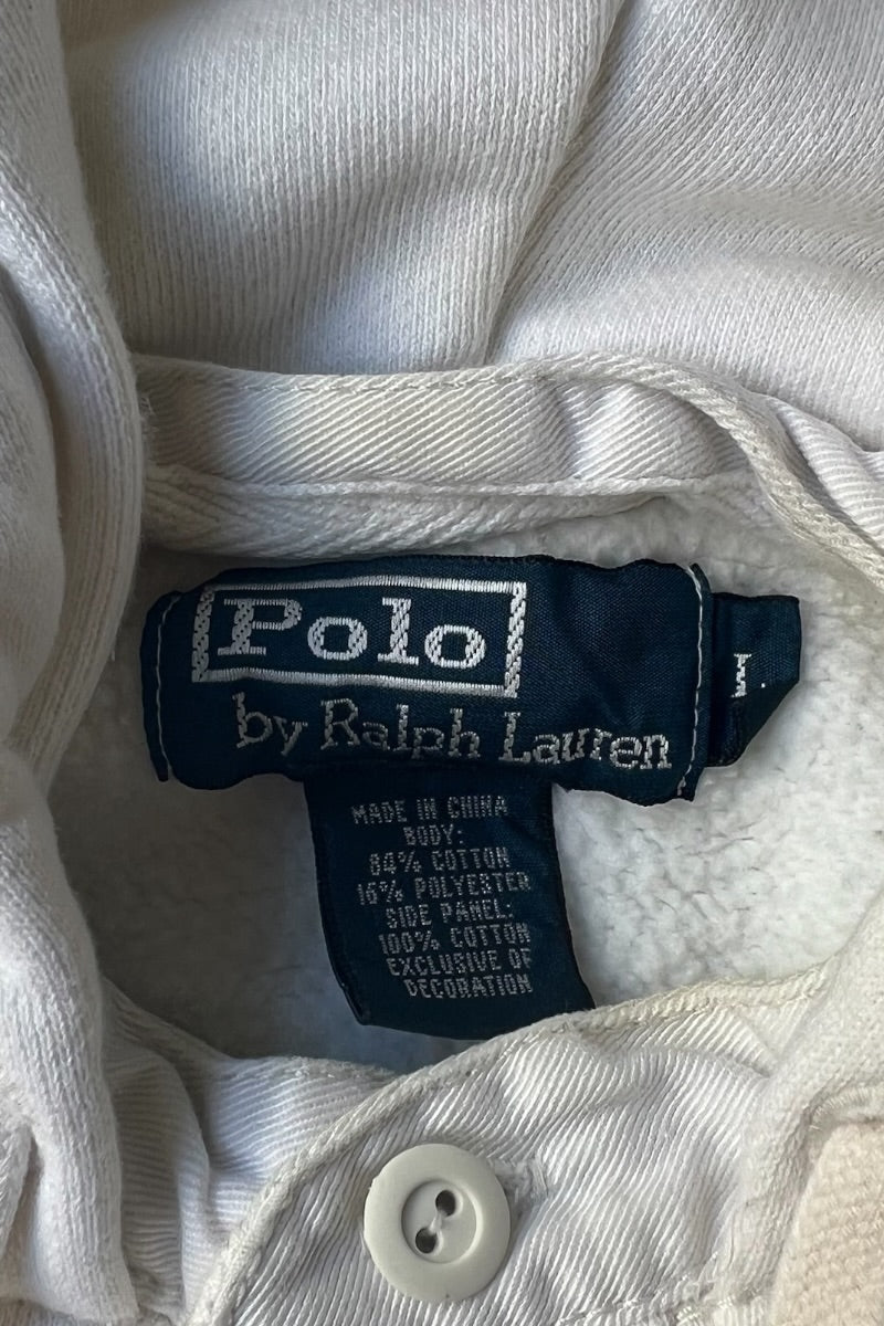90'S P.R.L.C. L/S HOODIE SWEATSHIRT / WHITE [SIZE: L USED]