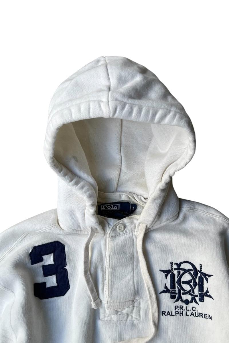 90'S P.R.L.C. L/S HOODIE SWEATSHIRT / WHITE [SIZE: L USED]