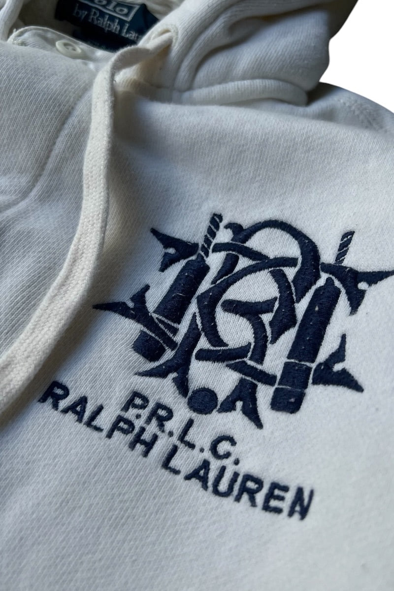 90'S P.R.L.C. L/S HOODIE SWEATSHIRT / WHITE [SIZE: L USED]