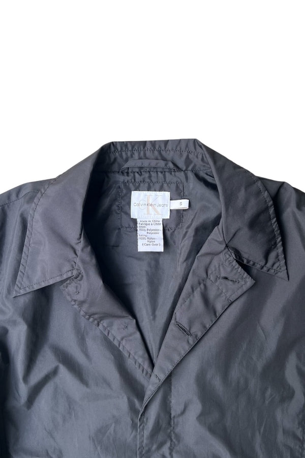 Y2K EARLY 00'S NYLON TAILORED JACKET / BLACK [SIZE: S USED]