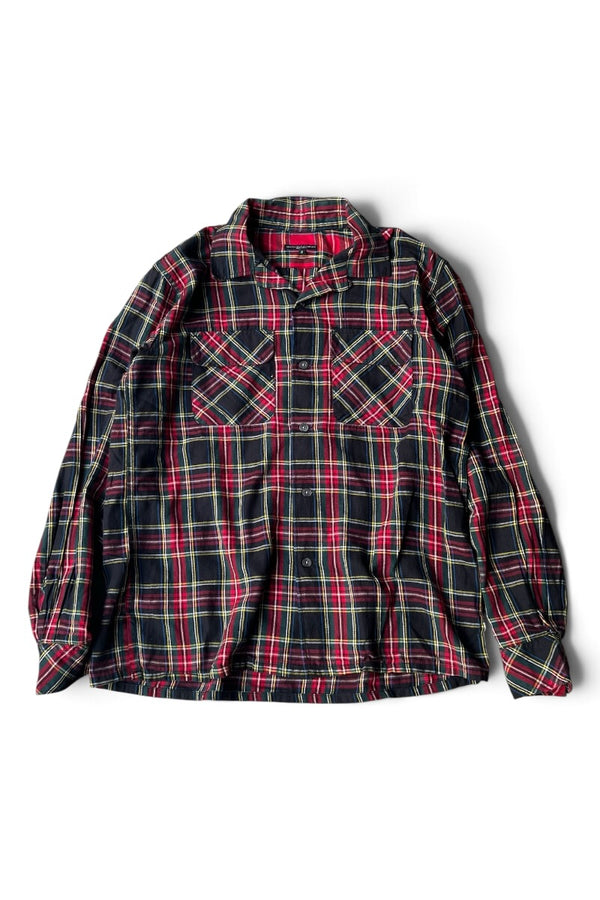 MADE IN USA L/S OPEN COLLER CHECK SHIRT / CHECK [SIZE: S USED]