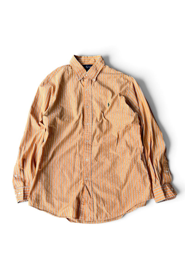 90'S L/S CUSTOM FIT STRIPE SHIRT / ORANGE [SIZE: S USED]