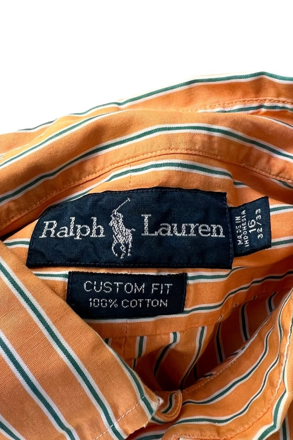 90'S L/S CUSTOM FIT STRIPE SHIRT / ORANGE [SIZE: S USED]