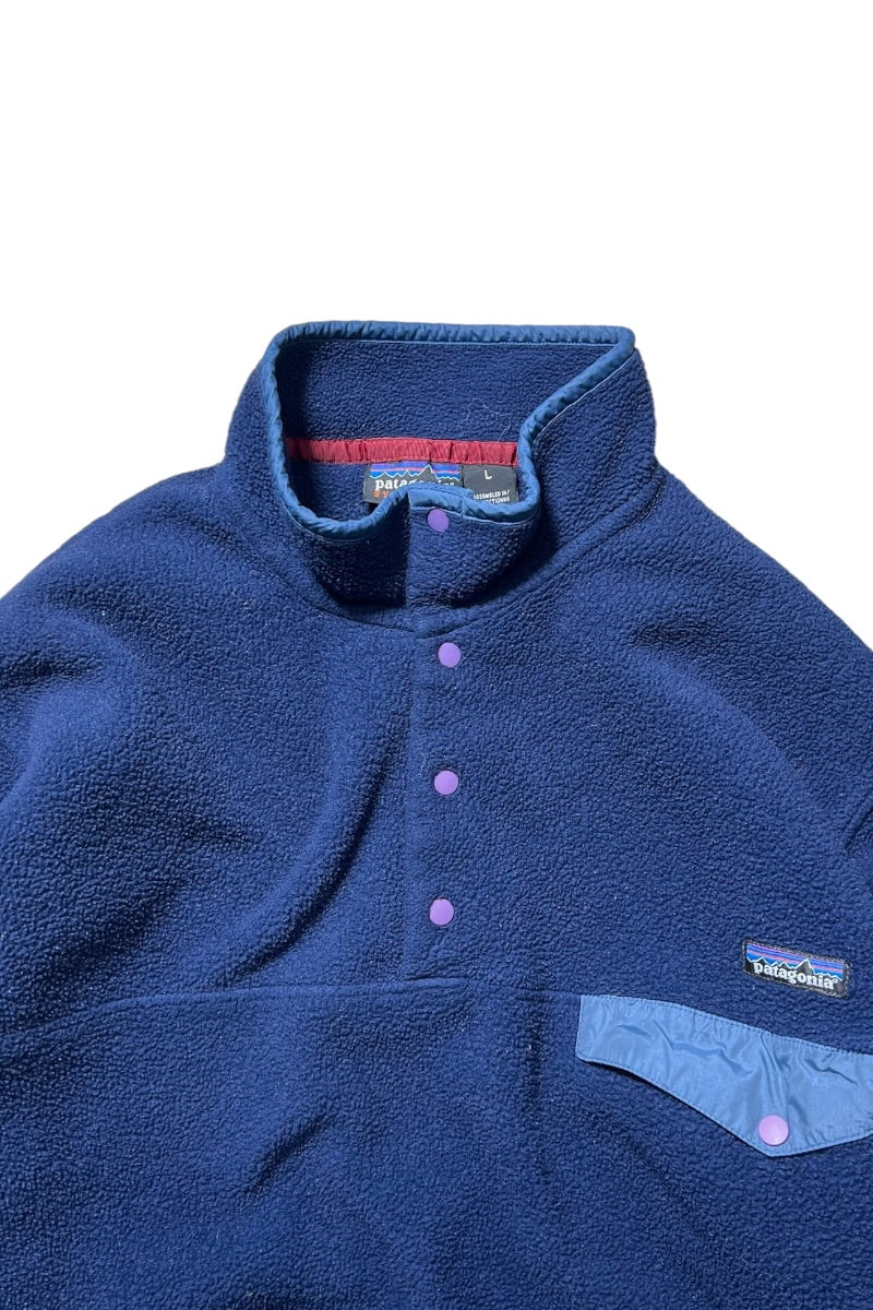 Y2K 00'S SYNCHILLA SNAP-T FLEECE JACKET / NAVY [SIZE: L USED]