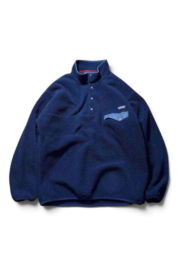 Y2K 00'S SYNCHILLA SNAP-T FLEECE JACKET / NAVY [SIZE: L USED]