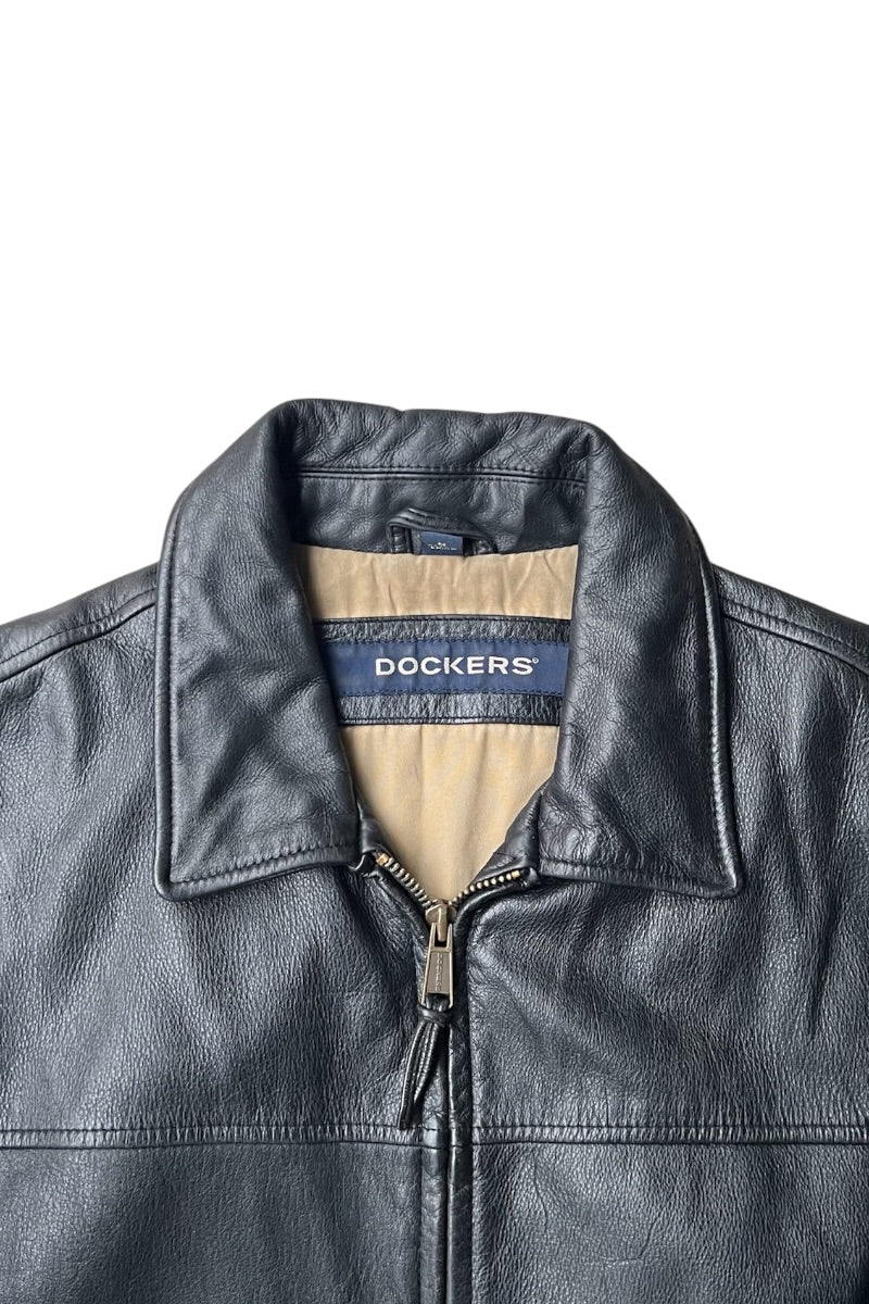 90'S-Y2K EARLY 00'S ZIP LEATHER JACKET / BLACK [SIZE: M USED]