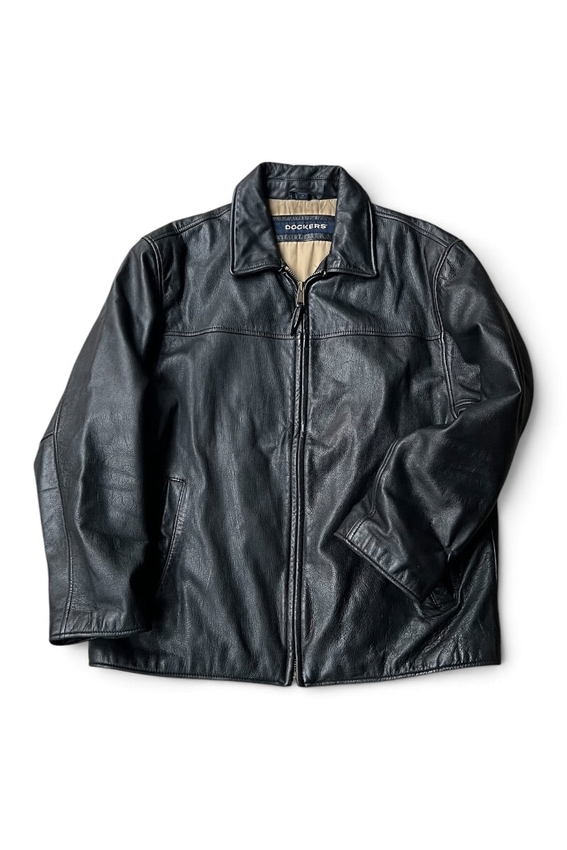 90'S-Y2K EARLY 00'S ZIP LEATHER JACKET / BLACK [SIZE: M USED]