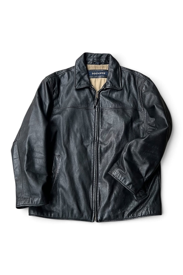 90'S-Y2K EARLY 00'S ZIP LEATHER JACKET / BLACK [SIZE: M USED]