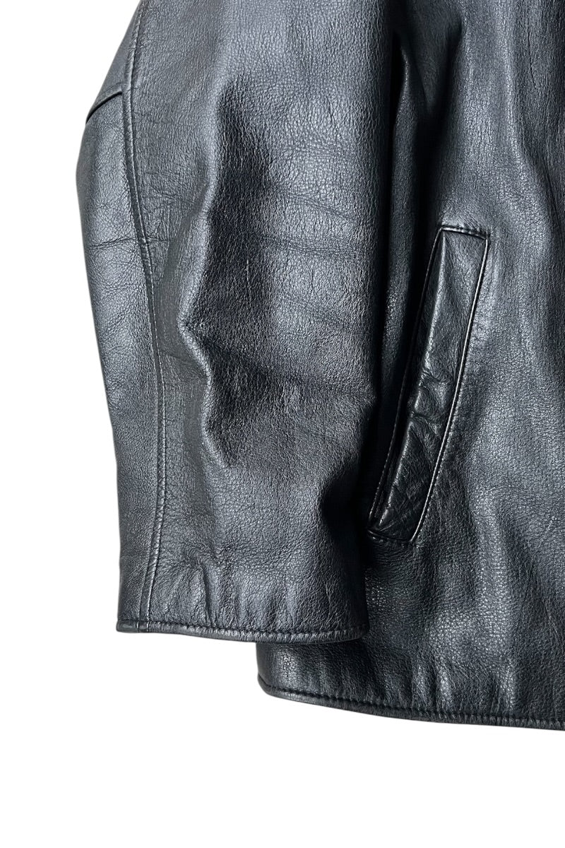90'S-Y2K EARLY 00'S ZIP LEATHER JACKET / BLACK [SIZE: M USED]
