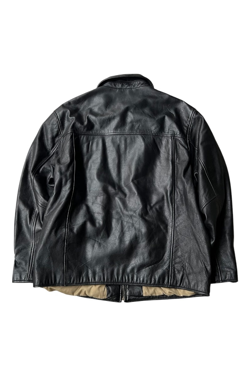 90'S-Y2K EARLY 00'S ZIP LEATHER JACKET / BLACK [SIZE: M USED]