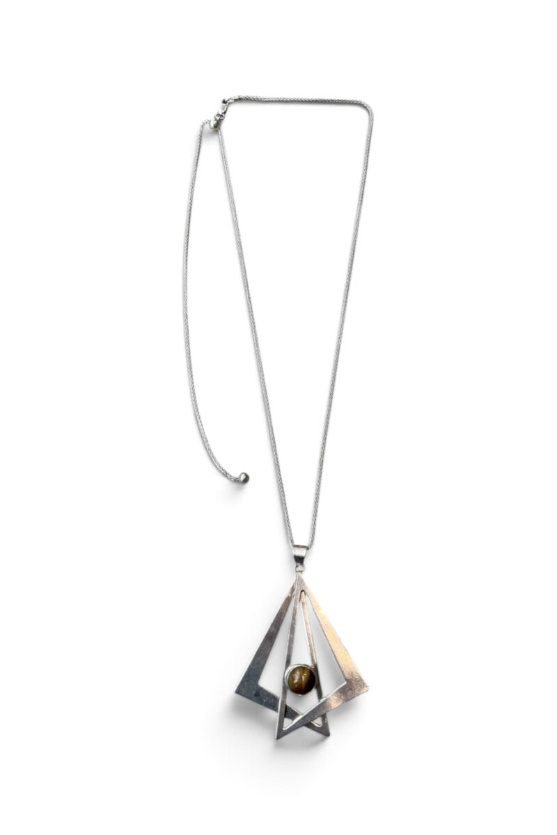 925 SILVER PENDANT NECKLACE W/TIGER EYE / SILVER [SIZE: ONE SIZE USED]