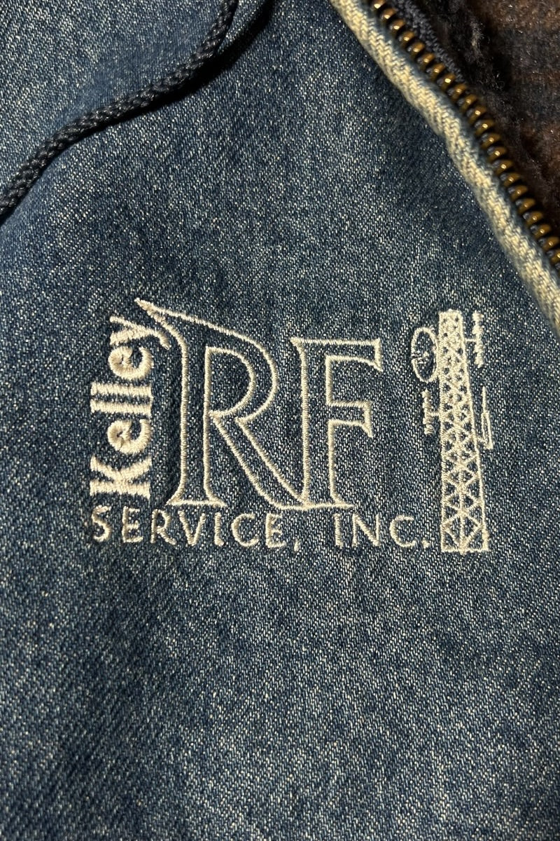 MADE IN USA 98'S RF KELLEY SERVICE INC. ADVERTISING DENIM ACTIVE JACKET USA企画品 / INDIGO [SIZE: XL USED]