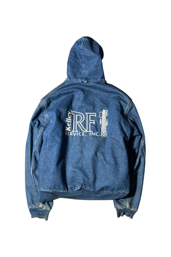 MADE IN USA 98'S RF KELLEY SERVICE INC. ADVERTISING DENIM ACTIVE JACKET USA企画品 / INDIGO [SIZE: XL USED]
