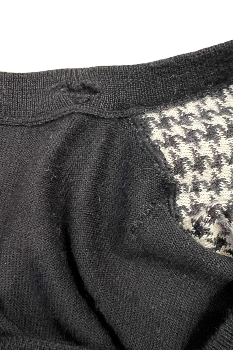 MADE IN ITALY 90'S V-NECK CASHMERE KNIT SWEATER / BLACK [SIZE: M USED]