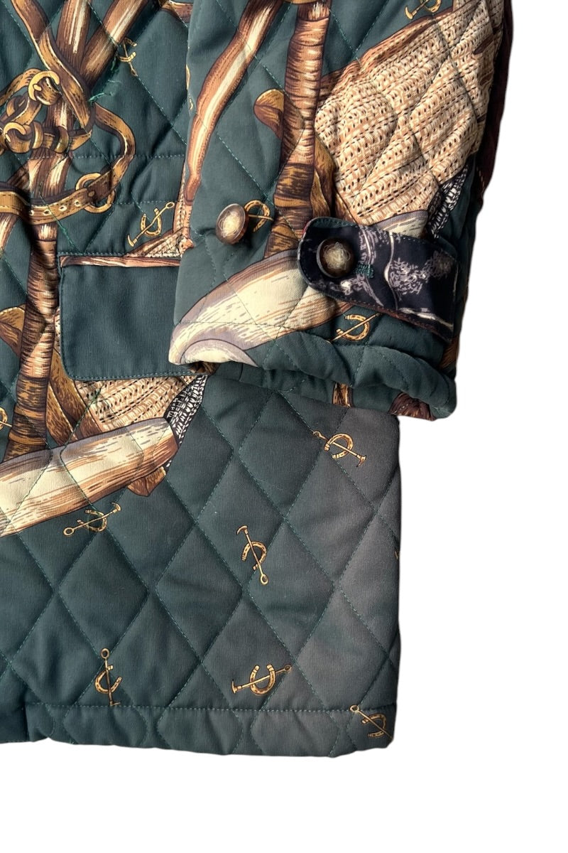 MADE IN USA 90'S ILGWU TAG PATTERN HUNTING JACKET / GREEN [SIZE: S USED]