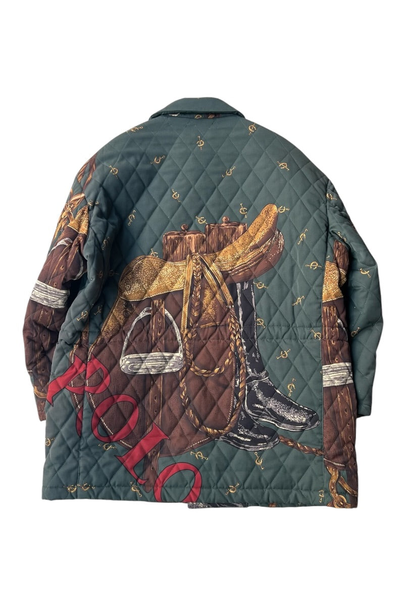 MADE IN USA 90'S ILGWU TAG PATTERN HUNTING JACKET / GREEN [SIZE: S USED]
