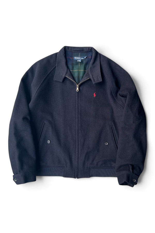 90'S WOOL HARRINGTON JACKET / NAVY [SIZE: L USED]
