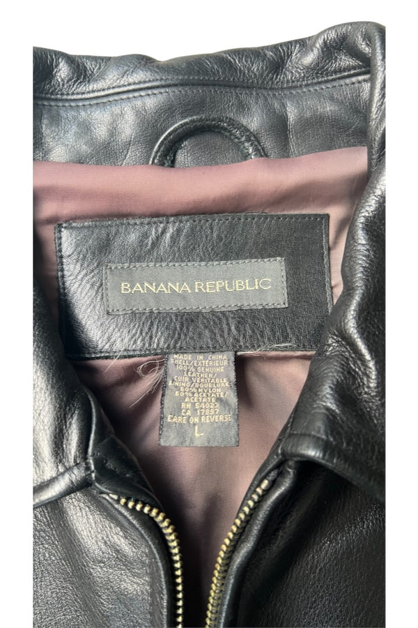 Y2K EARLY 00'S DOUBLE ZIP LEATHER JACKET / BLACK [SIZE: L USED]