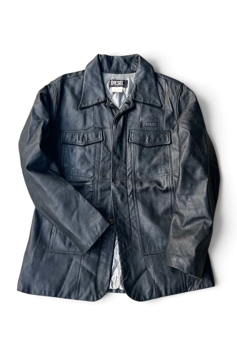 90'S-Y2K EARLY 00'S LEATHER JACKET / BLACK [SIZE: L USED]