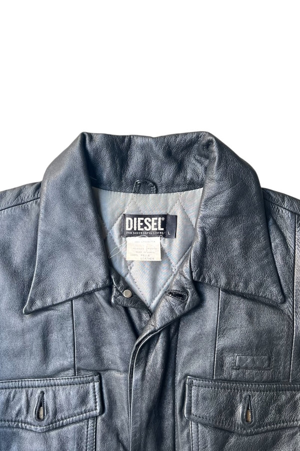 90'S-Y2K EARLY 00'S LEATHER JACKET / BLACK [SIZE: L USED]