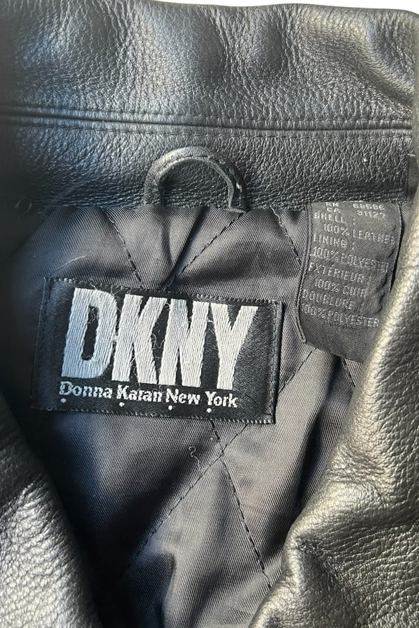 90'S LEATHER ZIP JACKET / BLACK [SIZE: XL USED]