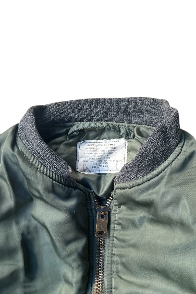 MADE IN USA 88'S AIR FORCE MA-1 JACKET ALPHA INDUSTRIES, INC グランドクルー後期仕様 / KHAKI [SIZE: S USED]