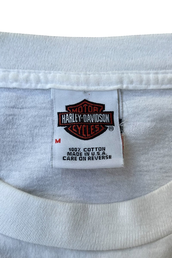 MADE IN USA Y2K EARLY 00s L/S FIRE FLAME T-SHIRT / WHITE [SIZE: M USED]