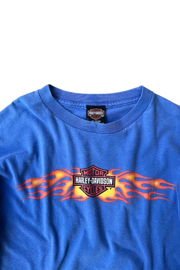 MADE IN MEXICO 03'S Y2K L/S FIRE FLAME T-SHIRT / BLUE [SIZE: L USED]