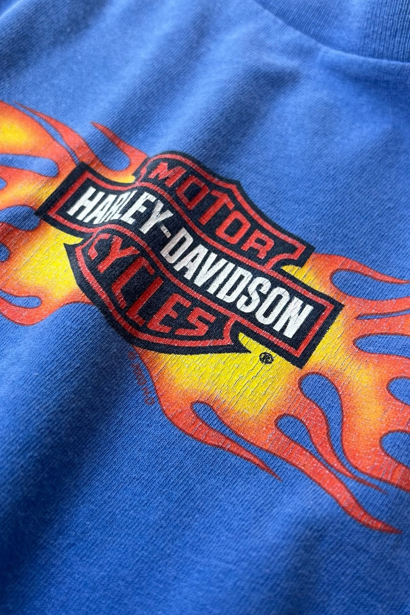 MADE IN MEXICO 03'S Y2K L/S FIRE FLAME T-SHIRT / BLUE [SIZE: L USED]