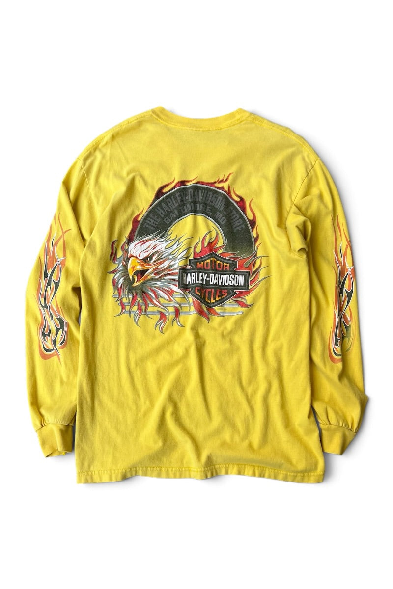 Y2K EARLY 05'S L/S 파이어 플레임 티셔츠 / 옐로우 [SIZE: L USED]