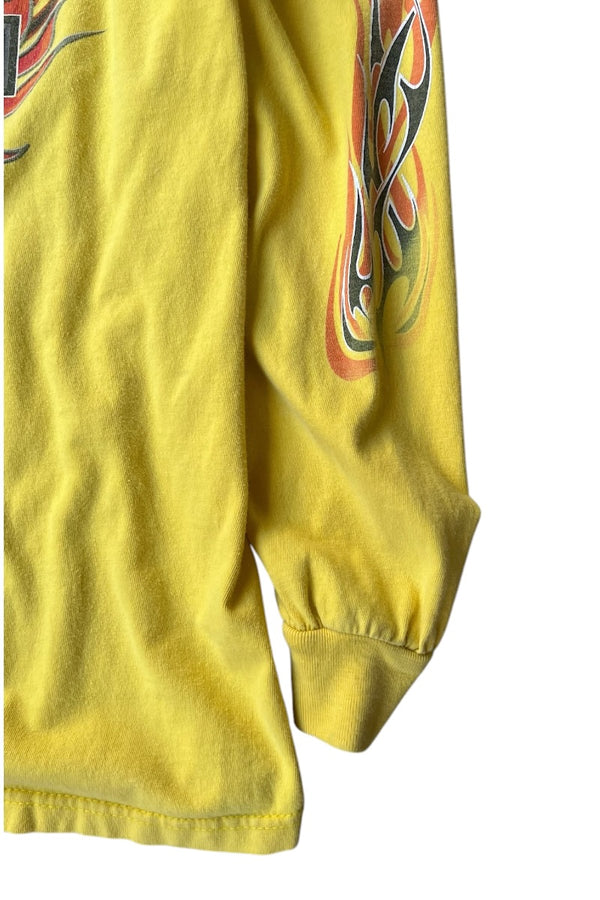 Y2K EARLY 05'S L/S FIRE FLAME T-SHIRT / YELLOW [SIZE: L USED]