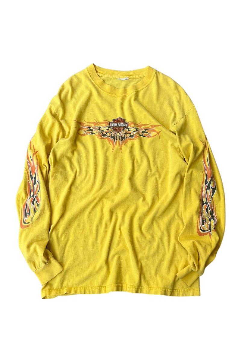 Y2K EARLY 05'S L/S 파이어 플레임 티셔츠 / 옐로우 [SIZE: L USED]