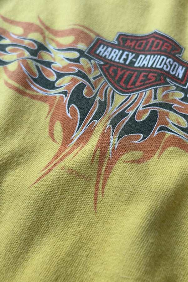 Y2K EARLY 05'S L/S FIRE FLAME T-SHIRT / YELLOW [SIZE: L USED]