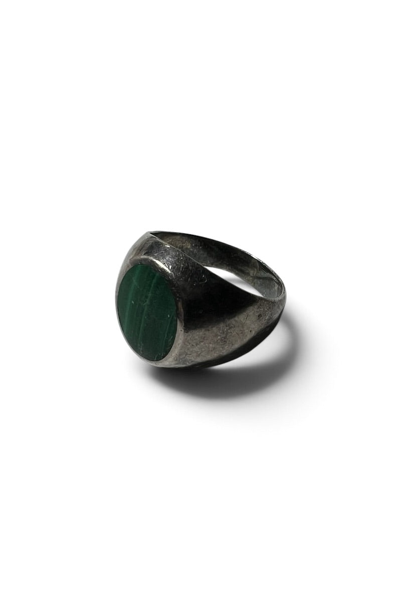 925 SILVER RING W/MALACHITE / SILVER [SIZE: 23号相当 USED]