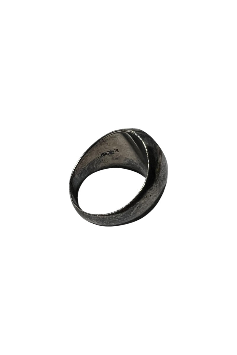 925 SILVER RING W/MALACHITE / SILVER [SIZE: 23号相当 USED]