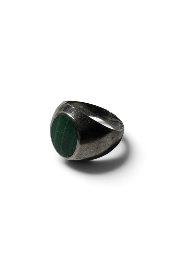 925 SILVER RING W/MALACHITE / SILVER [SIZE: 23号相当 USED]