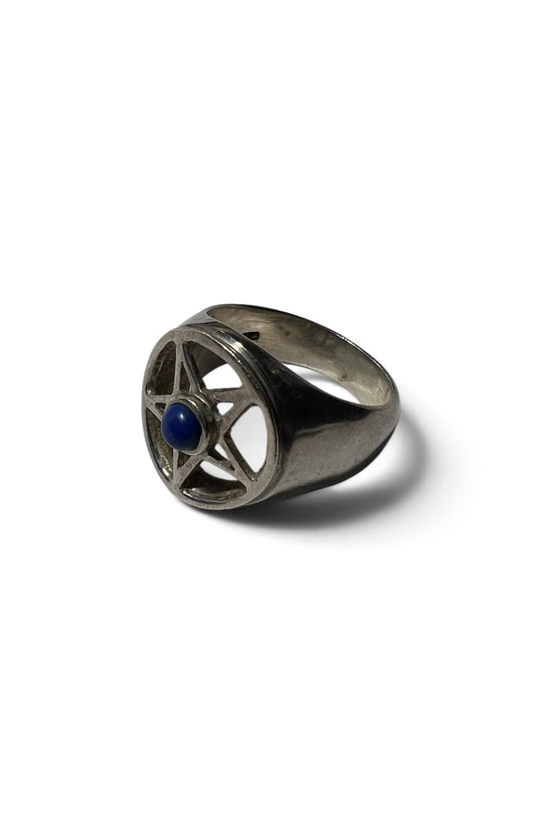 925 SILVER PENTAGRAM RING W/BLUE STONE / SILVER [SIZE: 19.5号相当 USED]