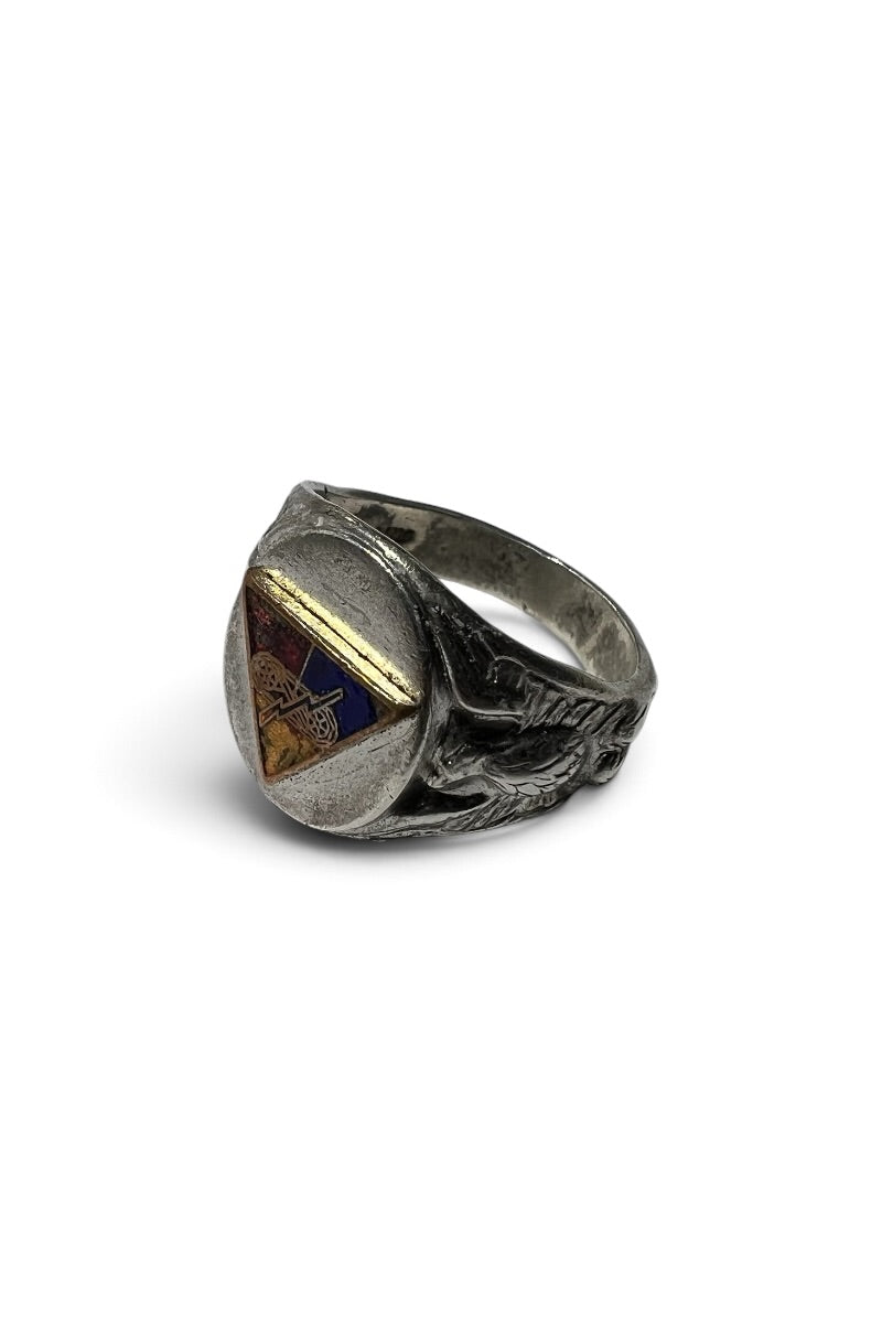 925 SILVER ARMORED DIVISION RING / SILVER [SIZE: 22号相当 USED]